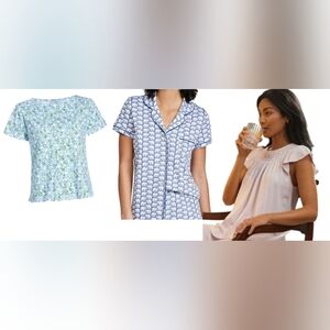 Pajama TOP Lot- Hill House Nina Tee XS NWT, Roller Rabbit Top XS, Lake Top Small